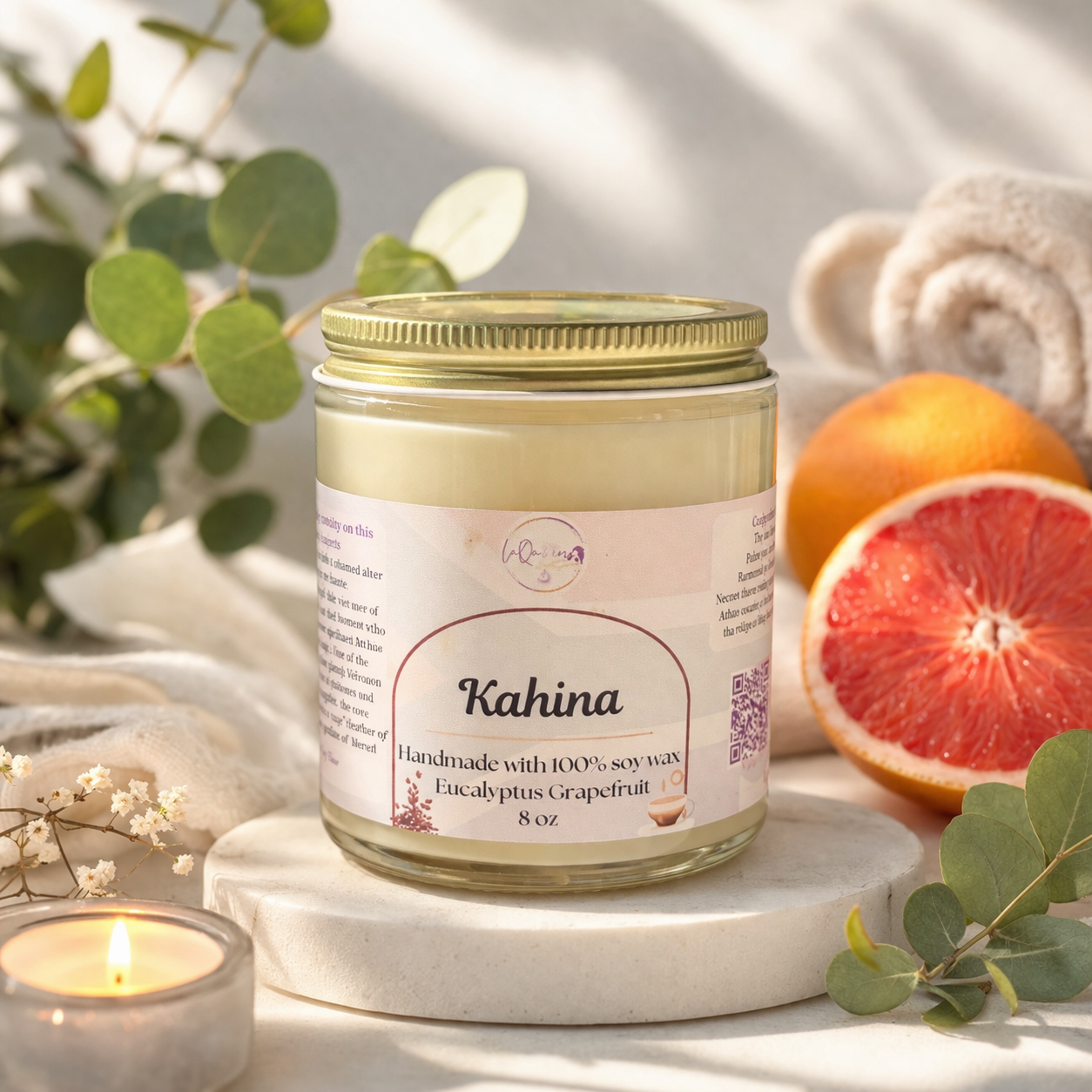 Kahina | Bougie Parfumée Eucalyptus Pamplemousse
