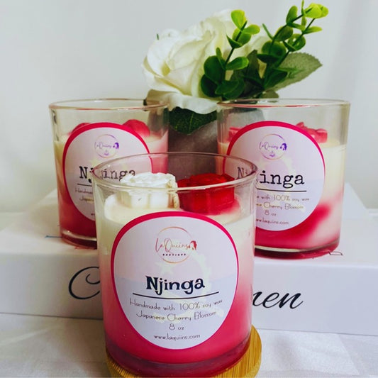 Elegant handmade organic candle scented with Japanese cherry blossom, invoking the serene beauty of spring in Japan.