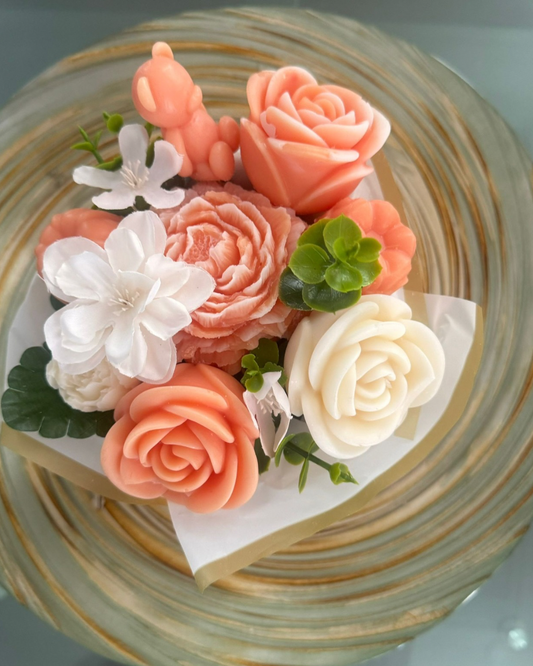 Orange & White Soy Candle Flower Bouquet