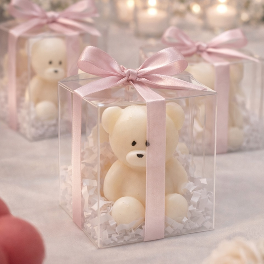 Peony & Mini Bear Candle Favors | Guest Gifts for Events