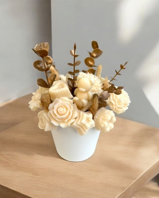 All White Soy Candle Flower Bouquet